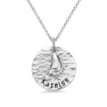 Handcrafted silver baby feet necklace for new moms