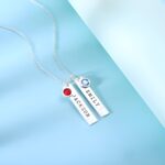 Embrace Memories in Silver – Handcrafted Hammered Bar Necklace with Birthstones – A Treasure for Loved Ones - Image 2