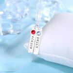 Embrace Memories in Silver – Handcrafted Hammered Bar Necklace with Birthstones – A Treasure for Loved Ones - Image 3