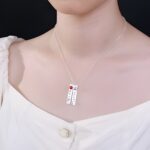 Embrace Memories in Silver – Handcrafted Hammered Bar Necklace with Birthstones – A Treasure for Loved Ones - Image 4