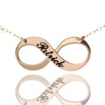 Engraved rose gold infinity necklace for cherished bonds