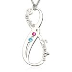 Infinity birthstone necklace with names for loved ones