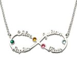 Infinity Name Necklace with Birthstones for loved ones