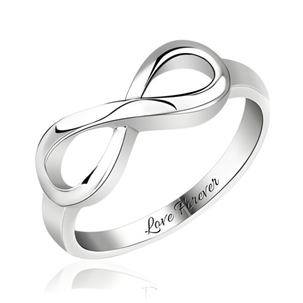 Engraved sterling silver infinity ring symbolizing endless love