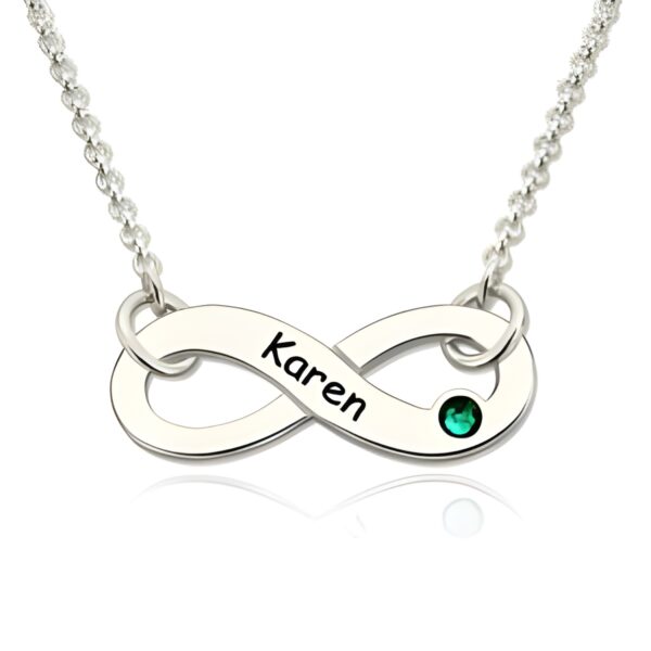 Infinity Birthstone Name Necklace symbolizing eternal love