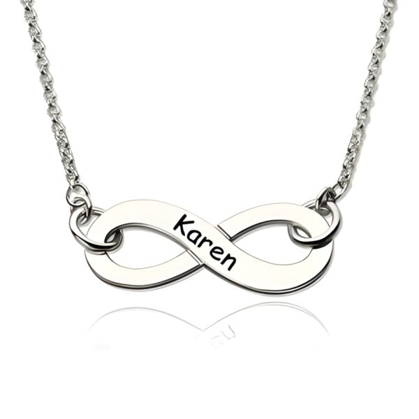 Engraved infinity name necklace for eternal love