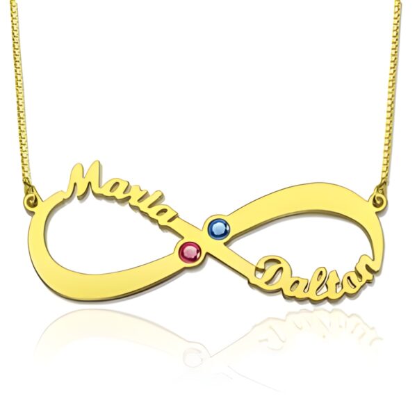 Infinity name birthstone necklace symbolizing eternal love