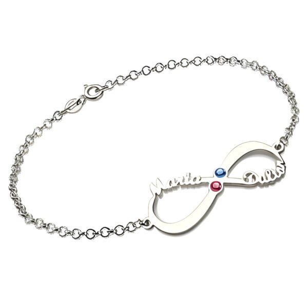 Personalized infinity bracelet with names and birthstones