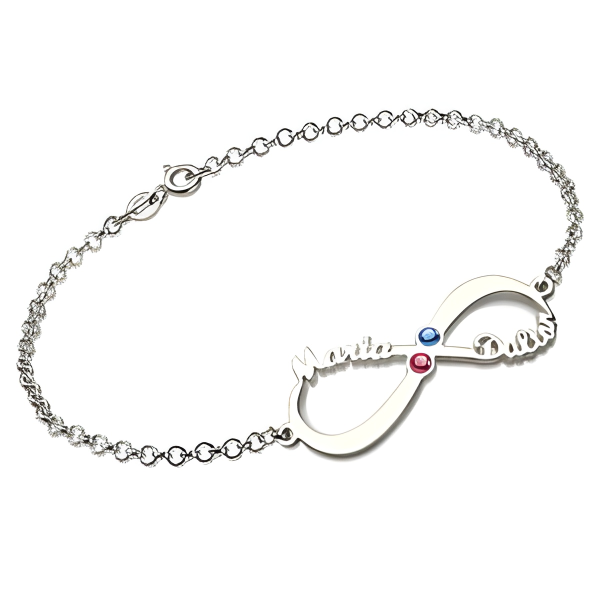 Personalized infinity bracelet with names and birthstones