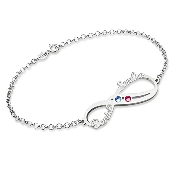 Infinity name bracelet with birthstones for cherished moments