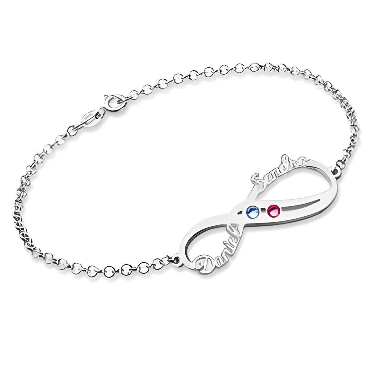 Infinity name bracelet with birthstones for cherished moments