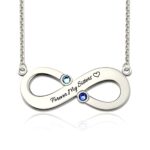 Engraved infinity necklace with birthstones for loved ones