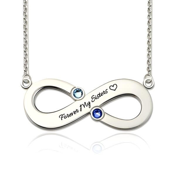 Engraved infinity necklace with birthstones for loved ones