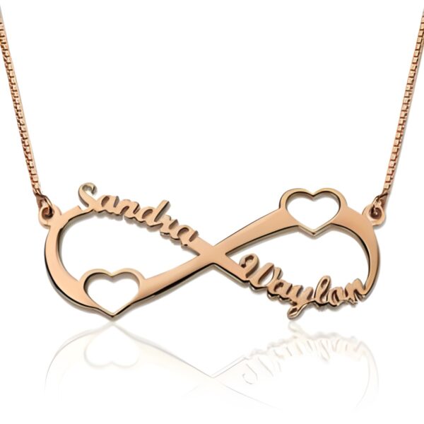 Double Heart Infinity Name Necklace for cherished connections