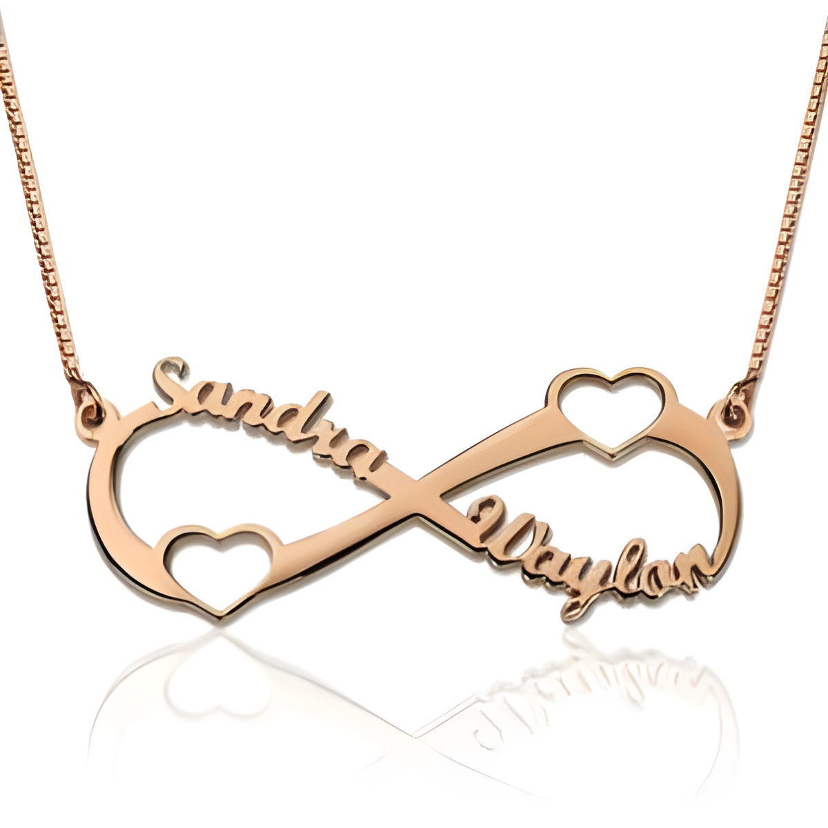 Double Heart Infinity Name Necklace for cherished connections