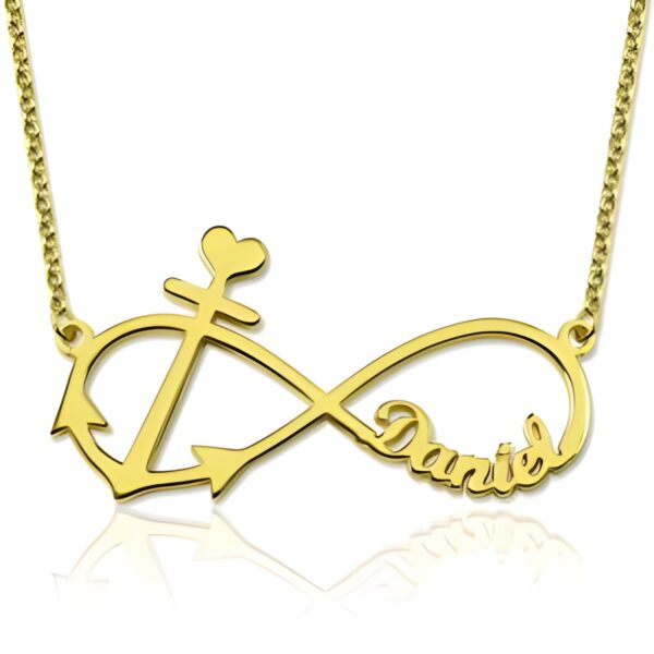 Infinity anchor name necklace symbolizing eternal strength