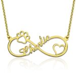 Infinity paw print name necklace for cherished pets