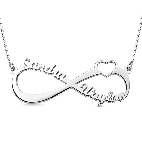 Double name infinity necklace symbolizing eternal love