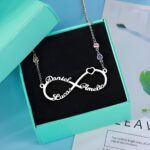 Embrace Eternal Bonds – Infinity Necklace with Three Names & Birthstones – For Cherished Connections - Image 3