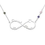 Infinity necklace with names and birthstones for cherished connections