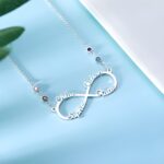Embrace Endless Bonds – Custom Infinity Necklace with Four Names and Birthstones – A Timeless Treasure for Her - Image 3