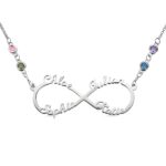 Custom infinity necklace with names and birthstones