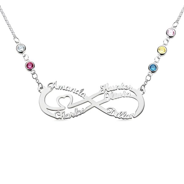 Custom name birthstone necklace for eternal love