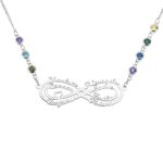 Infinity name necklace with birthstones for loved ones