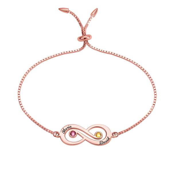Infinity Name and Birthstone Bracelet for eternal bonds