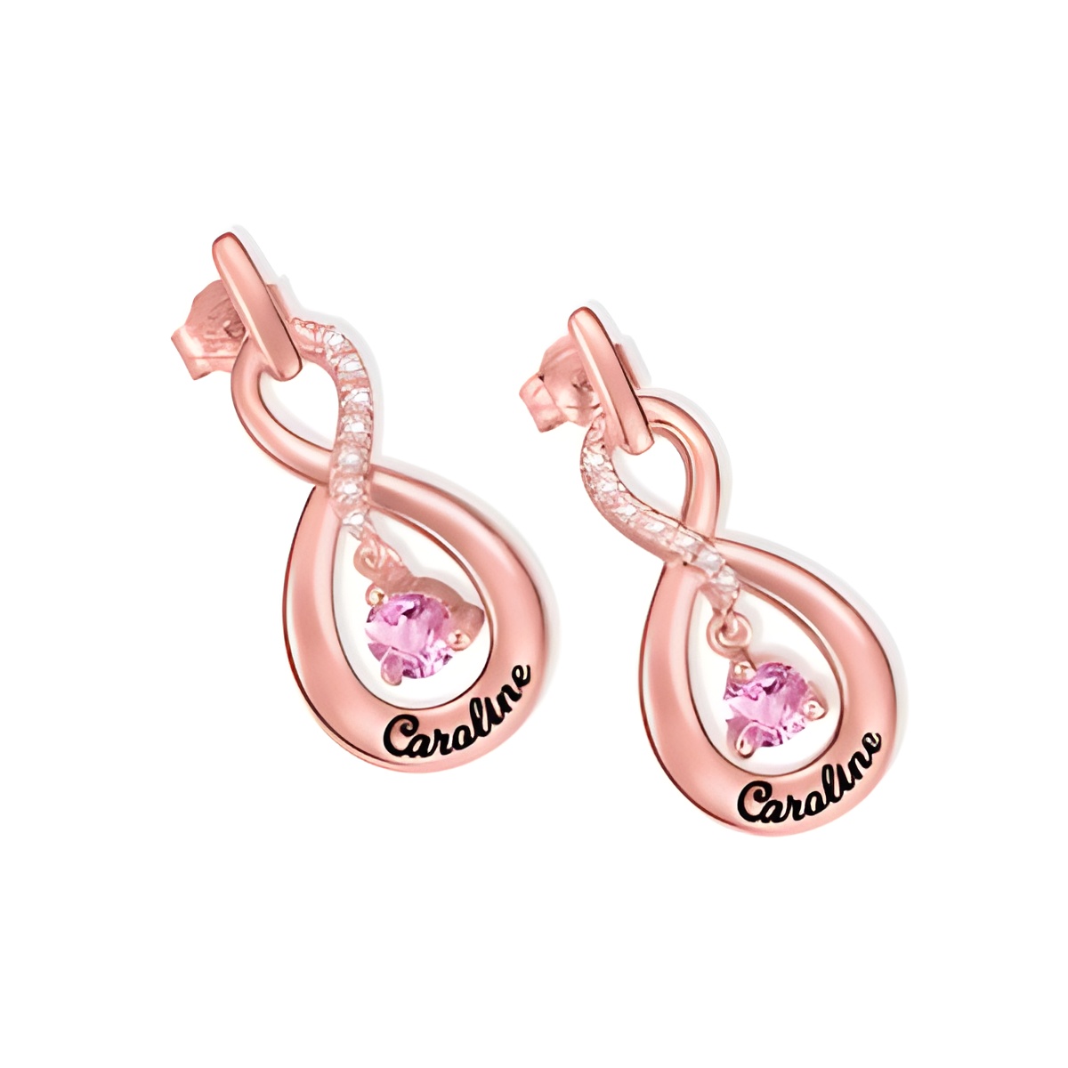 INF88_featured Infinity name earrings with birthstone for her