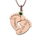 Embrace New Life’s Sparkle – Baby Feet Birthstone Necklace – A Cherished Keepsake for Moms and Grandmothers - Image 3