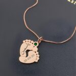 Embrace New Life’s Sparkle – Baby Feet Birthstone Necklace – A Cherished Keepsake for Moms and Grandmothers - Image 4