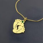 Embrace New Life’s Sparkle – Baby Feet Birthstone Necklace – A Cherished Keepsake for Moms and Grandmothers - Image 5