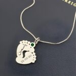 Embrace New Life’s Sparkle – Baby Feet Birthstone Necklace – A Cherished Keepsake for Moms and Grandmothers - Image 6