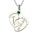 baby feet birthstone necklace for new moms