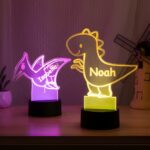 Light Up Their Dreams – Custom Dinosaur Night Light for Magical Bedtime Moments with Name Personalization - Image 2