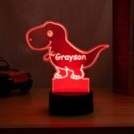 Light Up Their Dreams – Custom Dinosaur Night Light for Magical Bedtime Moments with Name Personalization - Image 4