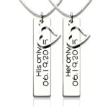 Custom couples vertical bar necklace celebrating love