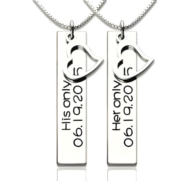 Custom couples vertical bar necklace celebrating love