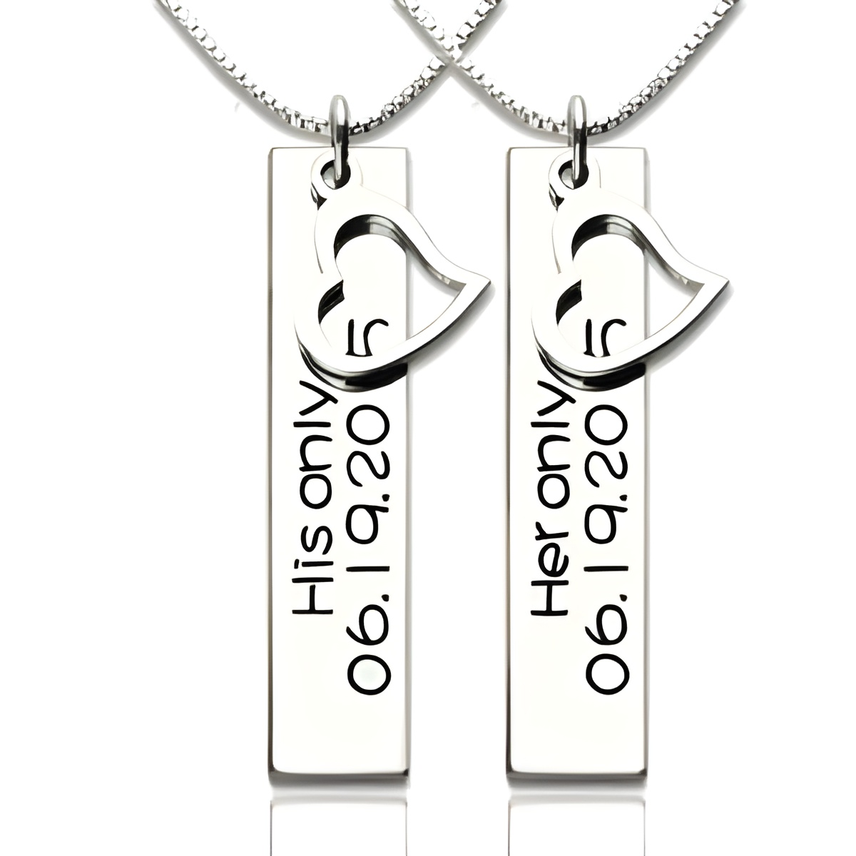 Custom couples vertical bar necklace celebrating love
