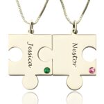 Engraved puzzle necklace for couples symbolizing love