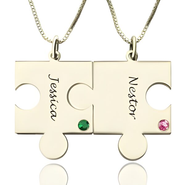 Engraved puzzle necklace for couples symbolizing love