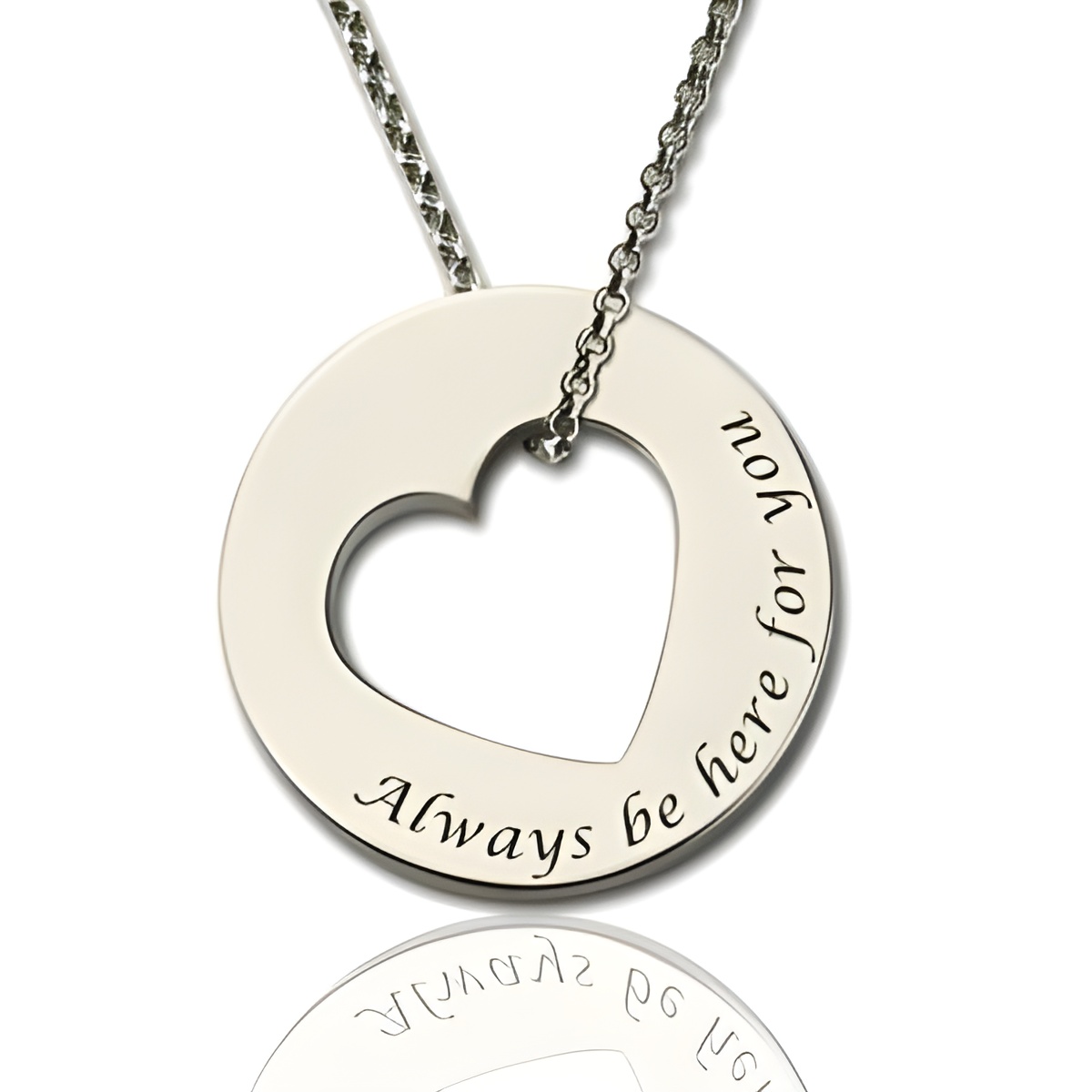 Sterling silver heart necklace for her, a promise of love