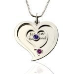Embrace Your Love Story – Heart-Shaped Couples Name Necklace with Birthstones – A Tender Keepsake for Two Souls - Image 2