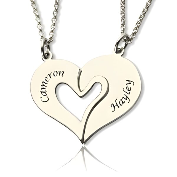 Breakable heart name necklace for couples