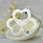 Embrace Her Heart – Triple Name & Birthstone Necklace – A Cherished Tribute for Mom or Grandma - Image 3