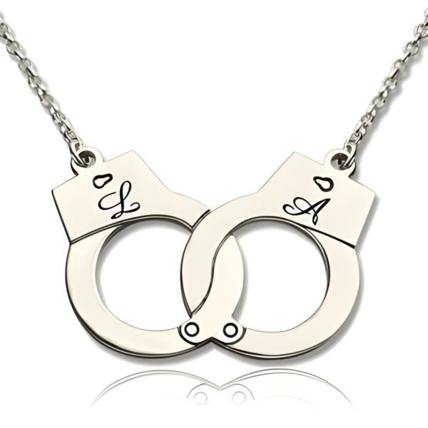 Personalized handcuff necklace for couples symbolizing love
