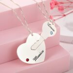 Unlock Your Love Story – Custom Name & Birthstone Pendant Set – For Couples Who Hold Each Other’s Hearts - Image 3