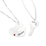 Custom name birthstone pendant set for couples