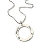 Embrace Eternal Bonds – Engraved Circle of Love Necklace with Birthstones – A Cherished Keepsake for Your Beloved - Image 2